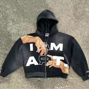 I AM ART Black Zip-Up Hoodie Sweater